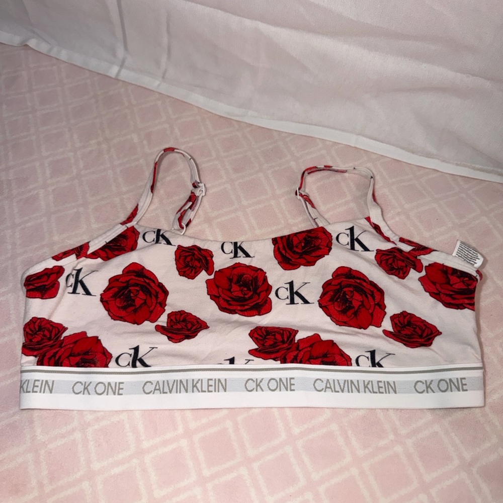Calvin Klein White and Red Bralette